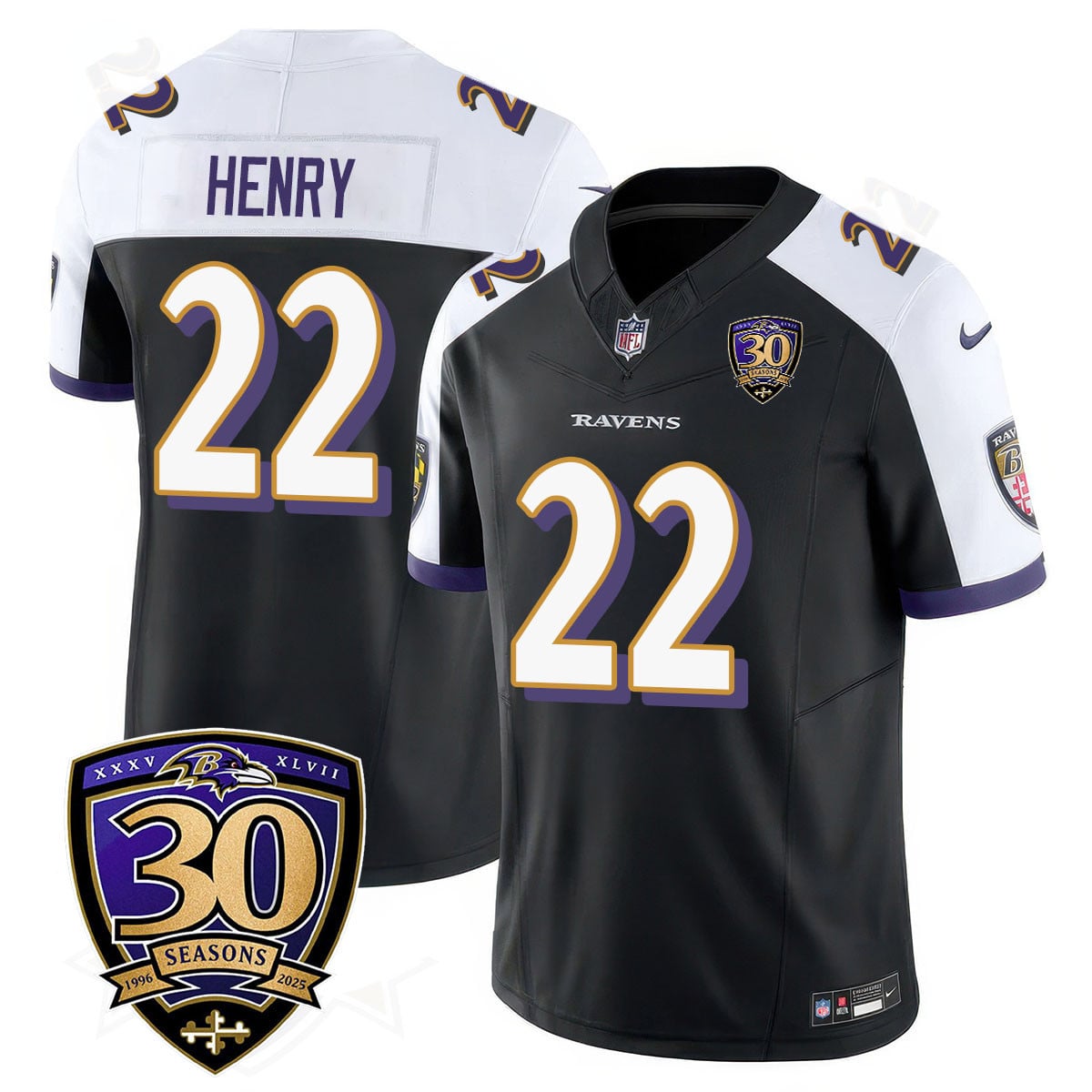 Men's Baltimore Ravens Limited 30th Season Jersey - All Stitched