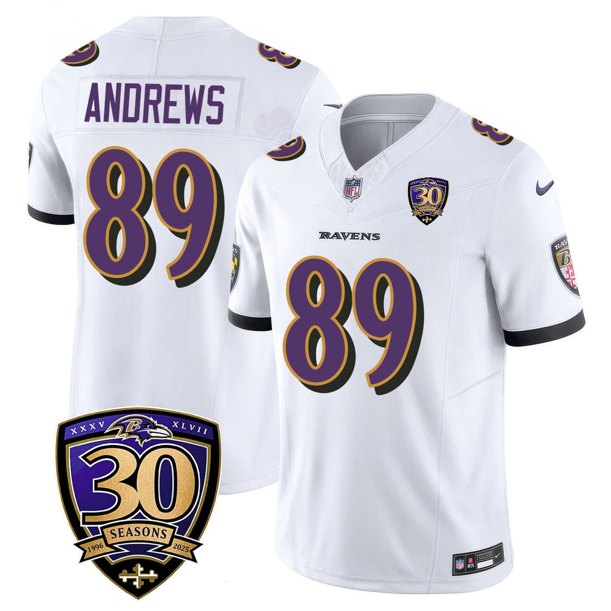 Men's Baltimore Ravens Limited 30th Season Jersey - All Stitched