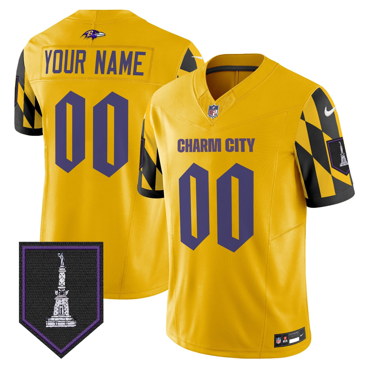 Ravens City Edition Patch Vapor Limited Custom Jersey - All Stitched