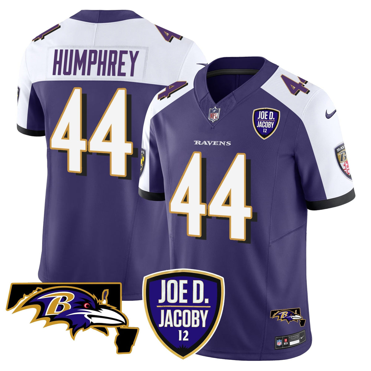 Men's Ravens Joe D & Jacoby Patch Vapor Limited Jersey - All Stitched