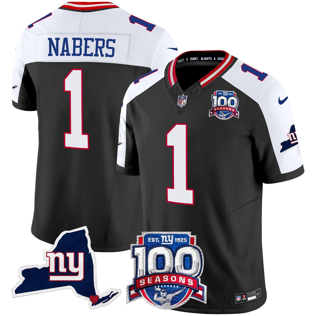 Men's New York Giants 100th Season & State Patch Vapor Limited Jersey - All Stitched