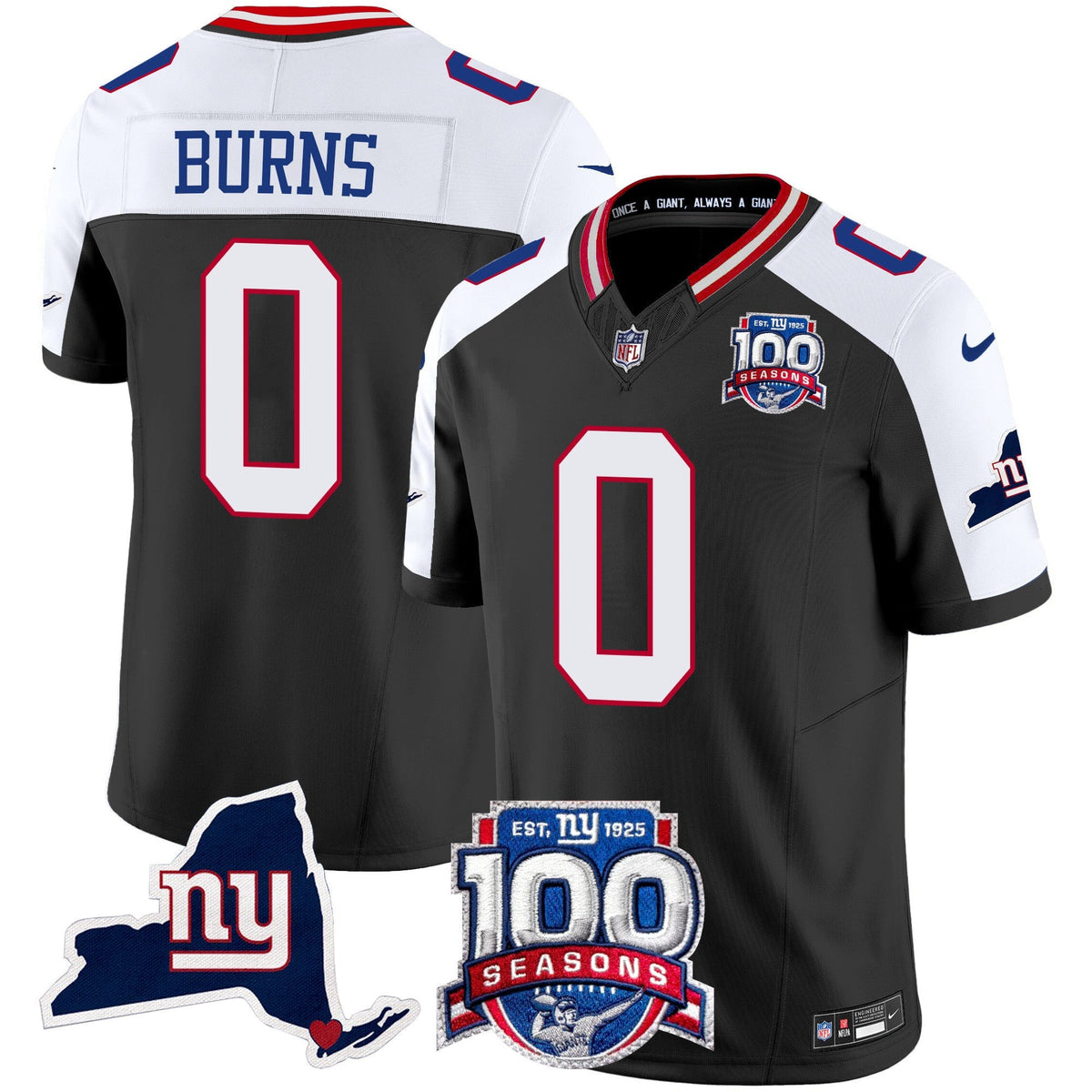 Men's New York Giants 100th Season & State Patch Vapor Limited Jersey - All Stitched