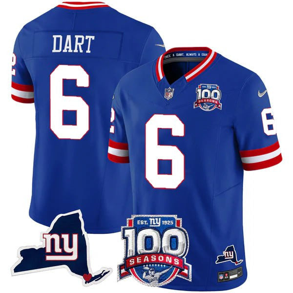 Men's New York Giants 100th Season & State Patch Vapor Limited Jersey - All Stitched
